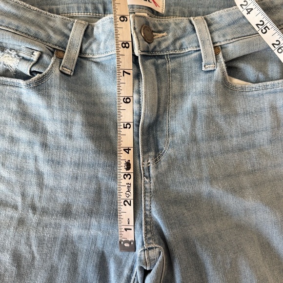 Paige 28 Skyline Angke Peg Skinny Distressed Blue Denim Jeans Button Fly - Picture 8 of 10